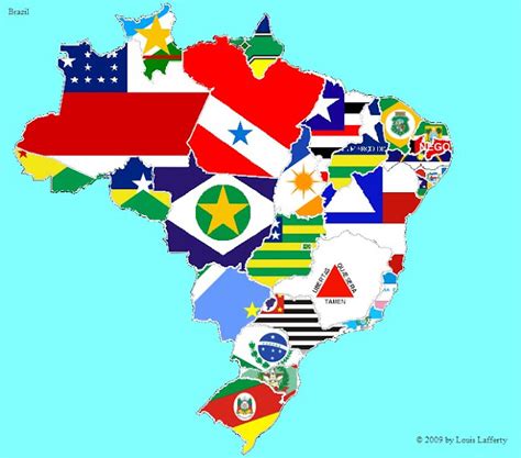 brazil map with states flags